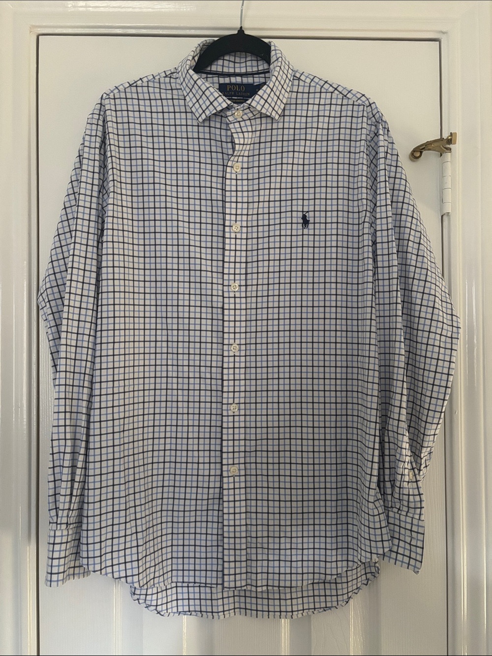 Polo by Ralph Lauren Performance Blue & White Checked Long-Sleeve Shirt